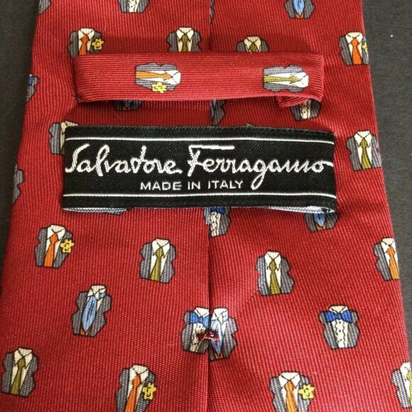 Salvatore Ferragamo Mens Silk Tie Novelty Dress Shirts All Over Print Necktie - Picture 4 of 6